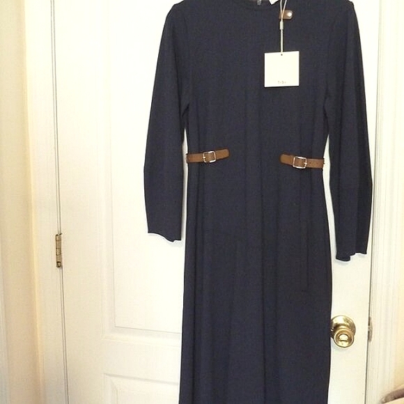 NWT - Tibi Dress Navy in Ponte with faux leather details (fits 6-8) - Picture 5 of 8